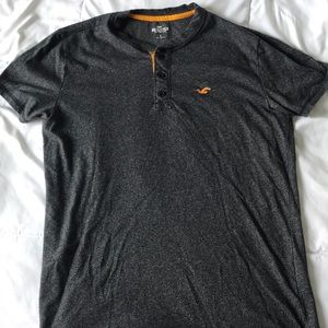 Grey and Orange Hollister Polo Shirt